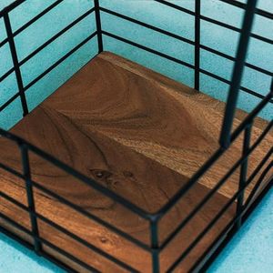 Étagère de rangement de cuisine en métal à double niveau avec poignée en bois, style industriel, organisateur multifonctionnel - Product Image 6