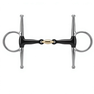 Bocado de lujo para caballo con montura completa, anillo en D, ajustable, ecológico, reutilizable, de acero inoxidable, para equitación western - Product Image 3