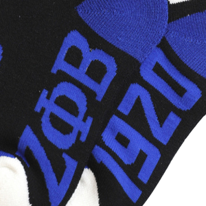 Calcetines Zeta Phi Beta Negros y Azul Rey con Letras Griegas, Calcetines de la Hermandad 1920, Ropa de la Hermandad, Calcetines Cómodos de Punto para Uso Diario - Product Image 4