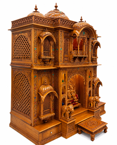Templo Tradicional Vaishnav Haveli Mandir con Detalles Tallados a Mano, Dómes de Madera de Teca Sólida para Pooja, Muebles para el Hogar con Almacenamiento, Personalizable - Product Image 3