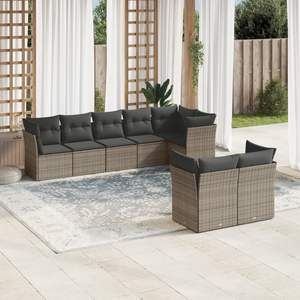 Conjunto de Sofás de Jardín de Ratán PE Gris y Acero con Recubrimiento en Polvo, Colección de Muebles Elegantes para Exteriores - Product Image 1