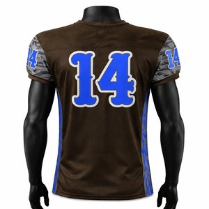 Men Custom American Football Jersey Breathable <b>Mesh</b> V Neck Team Uniform Camo <b>Short</b> Sleeve Printed Sublimation OEM - Product Image 5
