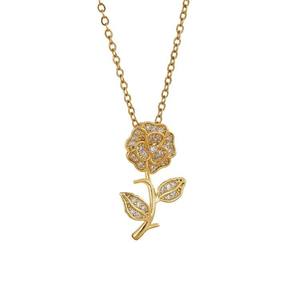 ลดกระหน่ำสร้อยคอจี้ดอกกุหลาบสร้อยคอโซ่หลายชั้นสร้อยคอเพชรสำหรับปลูกในห้องปฏิบัติการเครื่องประดับทองแข็ง14K สำหรับของขวัญผู้หญิง - Product Image 1