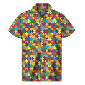 Puzzle Digital Print 100% Polyester Quick Dry Casual <b>Shirt</b> Men Women Summer Hawaiian <b>Shirts</b> Tops Street Lapel Blouse <b>Button</b> <b>Half</b> - Product Image 1