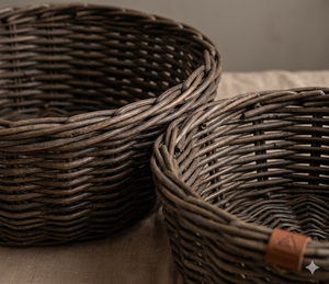 Ensemble de paniers de rangement en rotin tressé écologiques, couvre-pot en osier naturel, panier à fruits rond décoratif pour la maison - Product Image 4