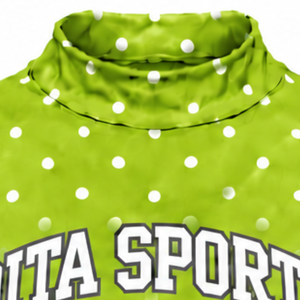 Lime Green Polka Dot Women <b>Mock</b> <b>Neck</b> Short Sleeve T Shirt Slim Fit Stretch Printed Casual <b>Top</b> Fashion Summer Wear Wholesale - Product Image 3