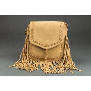 กระเป๋าสะพายพาดลำตัวหนังกลับแท้สไตล์โบฮีเมียนกระเป๋าถือตะวันตกมีขอบแบบซิปแบบพกพาสำหรับฤดูใบไม้ผลิ - Product Image 2