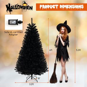 Albero di Natale Artificiale da 6/7/8 Piedi con Suoni Spettrali e 6 Modalità di Illuminazione per Decorazioni di Halloween - Product Image 4