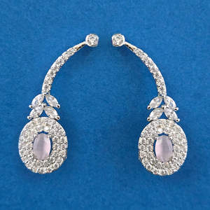 Último Modelo en Línea, Pendientes de Diamantes Americanos de Calidad de Exportación con Baño de Rodio 443898 - Product Image 6