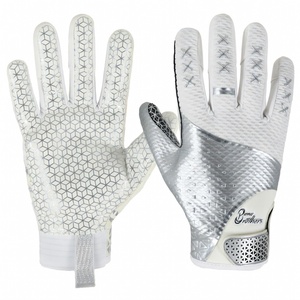 Guantes de fútbol americano unisex en blanco y negro – Cuero de primera calidad con diseño antideslizante de silicona - Product Image 3
