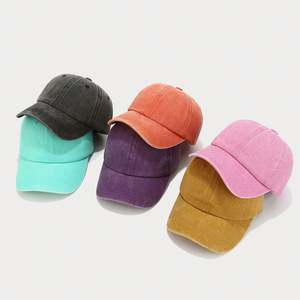 Casquettes de baseball vintage en coton délavé pour enfants, style rétro, souples, 6 panneaux, chapeau pour enfants - Product Image 3