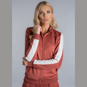 Survêtement personnalisé 100% polyester pour femmes, taille plus, 2 pièces, veste à capuche zippée, pantalon de survêtement ample à jambes droites, vente en gros - Product Image 6