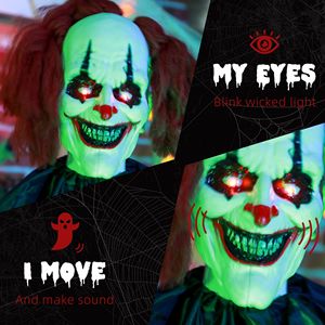 Clown Animatronico Biondo a Grandezza Naturale per Halloween con Movimento, Suono e Occhi Luminosi - Product Image 5