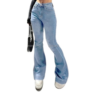 Lady High Waist Stretchy <b>Flared</b> Jeans Women Ins Fashion Solid Bootcut Denim Pants Girls Chic Slim Fit Bell Bottoms Trousers - Product Image 5
