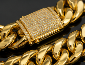 Wholesale Choker <b>Solid</b> Yellow Gold Plated Custom Gold Cuban Link Chain Gold Cuban Miami Chain Miami Cuban Chain <b>Necklace</b> - Product Image 3