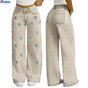 Pantalon baggy taille élastique pour femme, nouvelle collection été, coupe ample amincissante, jambes larges, longueur au sol, en jean - Product Image 5