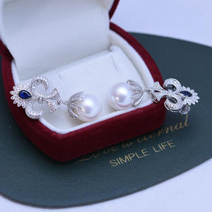 Women's Simple Style S925 <b>Fine</b> <b>Dangle</b> <b>Earrings</b> 11-12mm Round Purple Pearls Strong Light with Subtle Flaws Freshwater Wholesale - Product Image 4