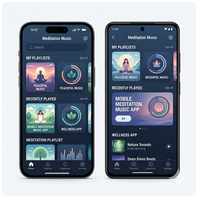 Aplicación de Música para Meditación RoyalCraft, Sonidos Relajantes, Música para Dormir, Calma la Mente, Alivio del Estrés, Stock Empresarial