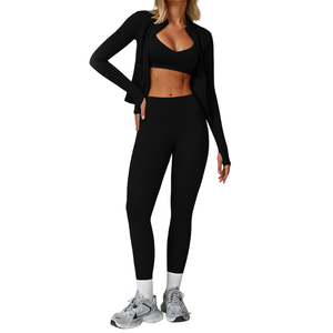 New Custom High Waist Leggings & Gym Padded Sports Bra Set Sweat-Wicking Fitted Womens Yoga Bra With Leggings Set - Product Image 5