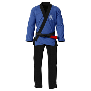 Tenue de compétition hybride premium en coton 100% (380g) bleu-noir pour le Jiu-Jitsu, idéale pour l'entraînement et des performances ultimes. - Product Image 1