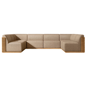 Elegant Modern Modular Sectional <b>Sofa</b> Furniture Set for Outdoor Sturdy <b>Frame</b> Made of Solid Teak <b>Wood</b> Thick and Soft Cushion - Product Image 4