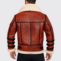 Jaket Aviator Kulit Merah B-3 Kerah Ganda Pria - Jaket Kulit Merah