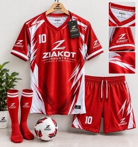 Venta al por Mayor Directa de Fábrica ZIAKOT INDUSTRY, Uniforme de Fútbol Sublimado Blanco, Rojo y Negro Personalizado, el Más Vendido - Product Image 4