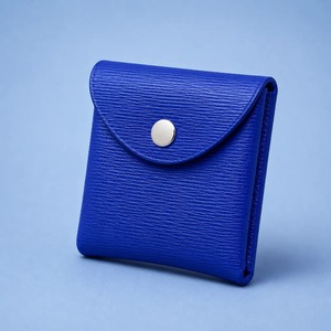 Porte-cartes de luxe bleu imprimé sérigraphié, design minimaliste, fermeture à bouton, pour cartes de visite 4/6 pouces, rangement pour pièces de monnaie, usage quotidien - Product Image 2