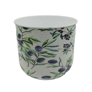 Pot de fleurs en céramique, motif branche d'olivier, style méditerranéen, pot de fleurs d'intérieur, design moderne - Product Image 1