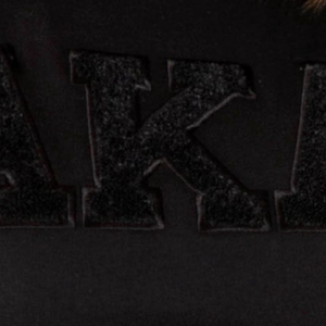 Camiseta de Color Sólido Estilo Chenille con Letras Griegas Bordadas, Prenda Casual de Algodón Premium para Hermandades, Estilo Negro - Product Image 5