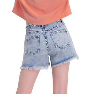 Shorts de Mezclilla con Lavado Ácido para Mujer, Venta al Por Mayor, Cintura Alta, Estilo Vintage, Casual, Personalizados, Fabricante de Ropa Urbana con Marca Privada OEM - Product Image 4
