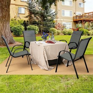 <b>Stackable</b> Patio Dining <b>Chairs</b> 2-Pack Ergonomic Gray Steel Frame Breathable Fabric <b>Outdoor</b> <b>Chairs</b> 330 LBS Capacity - Product Image 2