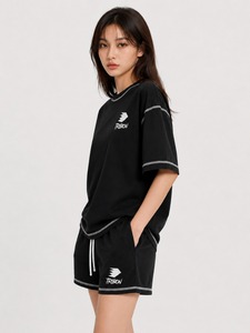 Premium <b>Women</b> Summer 2-Piece <b>Shorts</b> <b>Set</b> with <b>Short</b> Sleeve 100% Cotton Breathable Comfort & Modern Style <b>for</b> Daily/Casual Use - Product Image 2