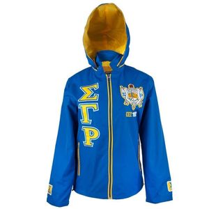 Veste coupe-vent SGR bleu roi et or légère, personnalisée avec lettres grecques, brodée pour équipe de sororité, idéale pour l'extérieur - Product Image 1