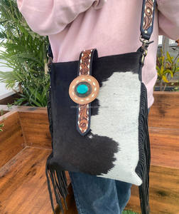 Hand Tooled Carving Handbag Real Cowhide Fur Leather Fringe Bohemian <b>Bags</b> New Style Hot Selling <b>Bags</b> <b>for</b> <b>Women</b> - Product Image 2