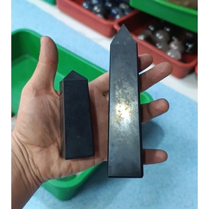 Tour de Shungite en Pierre Naturelle, Pointes Obélisques, Tour de Gemmes Jambo, Fait Main, Cadeau d'Affaires, Artisanat Feng Shui, Roches et Minéraux - Product Image 2