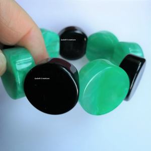 Double Tone Round Resin Bead Stretch 20mm Wide <b>Fashion</b> Multi-Layer Lightweight Casting Jewelry <b>Bracelet</b> - Product Image 3
