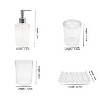 Ensemble de salle de bain en gros : Gobelet transparent pour bain de bouche, porte-brosse à dents, porte-savon, flacon de désinfectant pour les mains – Organisateur au design moderne