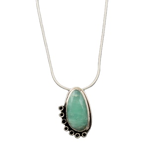 Collier pendentif en argent sterling 925 fait main avec chrysoprase naturelle et onyx noir, bijoux de mariage, distributeur en gros - Product Image 1