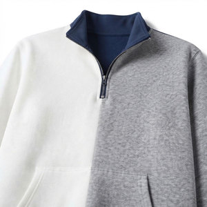 Sweat-shirt pour homme bicolore, qualité supérieure, tissu en molleton de coton, col montant, design tendance, sweat-shirt lourd - Product Image 5