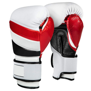 Gants de boxe en cuir noir et blanc avec fermeture à lacets pour l'entraînement des adultes - Product Image 4