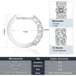 Moissanite Diamond Hoop <b>Earrings</b> 925 Silver Luxury Sparkling <b>Huggie</b> <b>Earrings</b> Elegant Jewelry Gift for Women and <b>Men</b> - Product Image 3