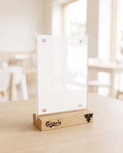 Soporte de menú acrílico ecológico de las mejores ventas con base de madera fácil de usar y mantener para uso en exhibición Material plástico - Product Image 1
