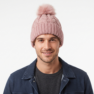 Knitted <b>Beanie</b> Hat, Custom <b>Beanie</b> Fur Top Quality <b>Merino</b> Wool Custom Logo Unisex Adults Winter PK Bobble Hats Embroidered - Product Image 3
