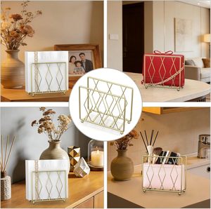 Support à serviettes doré vertical en métal, décoratif motif diamant, distributeur de serviettes en papier, support de table pour cocktails, organiseur de salle à manger - Product Image 6