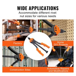 "14 in Rivnut Tool Kit with 7 PCS Metric SAE Mandrels & 70 PCS <b>Rivet</b> <b>Nuts</b> (10 24 1/4 20 M6 5/16 1)" - Product Image 6