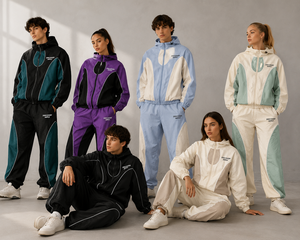 Wholesale Custom Windbreaker Sweat Suit Streetwear Patchwork Hoodies and Sweatpants Set Nylon Tracksuit <b>Zip</b> <b>up</b> <b>Jacket</b> - Product Image 4