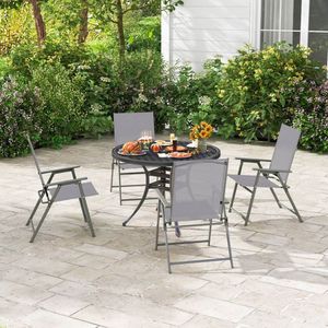 Set di 4 Sedie Pieghevoli da Esterno con Telaio in Metallo Antiruggine, Arredamento Durevole per Giardino - Product Image 4