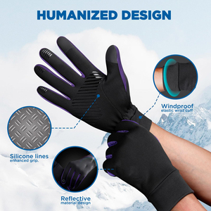 Touchscreen Thermal Anti <b>Slip</b> Riding Glove Textured Running Gloves Ideal For Winter Outdoor Running Cycling Wear Running Gloves - Product Image 6