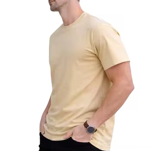 Camiseta de Manga Corta con Cuello Redondo para Hombre, Lisa, de Algodón/Fibra de Bambú, Corte Holgado, Color Sólido, Informal, Tejido de Punto Jersey, Digital - Product Image 3